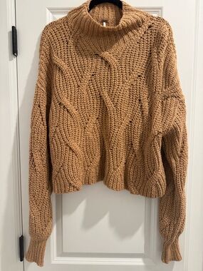 Free People Chunky Cable Knit mock neck Sweater
